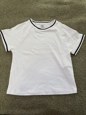 Levi's White Crop Top with Black Trim